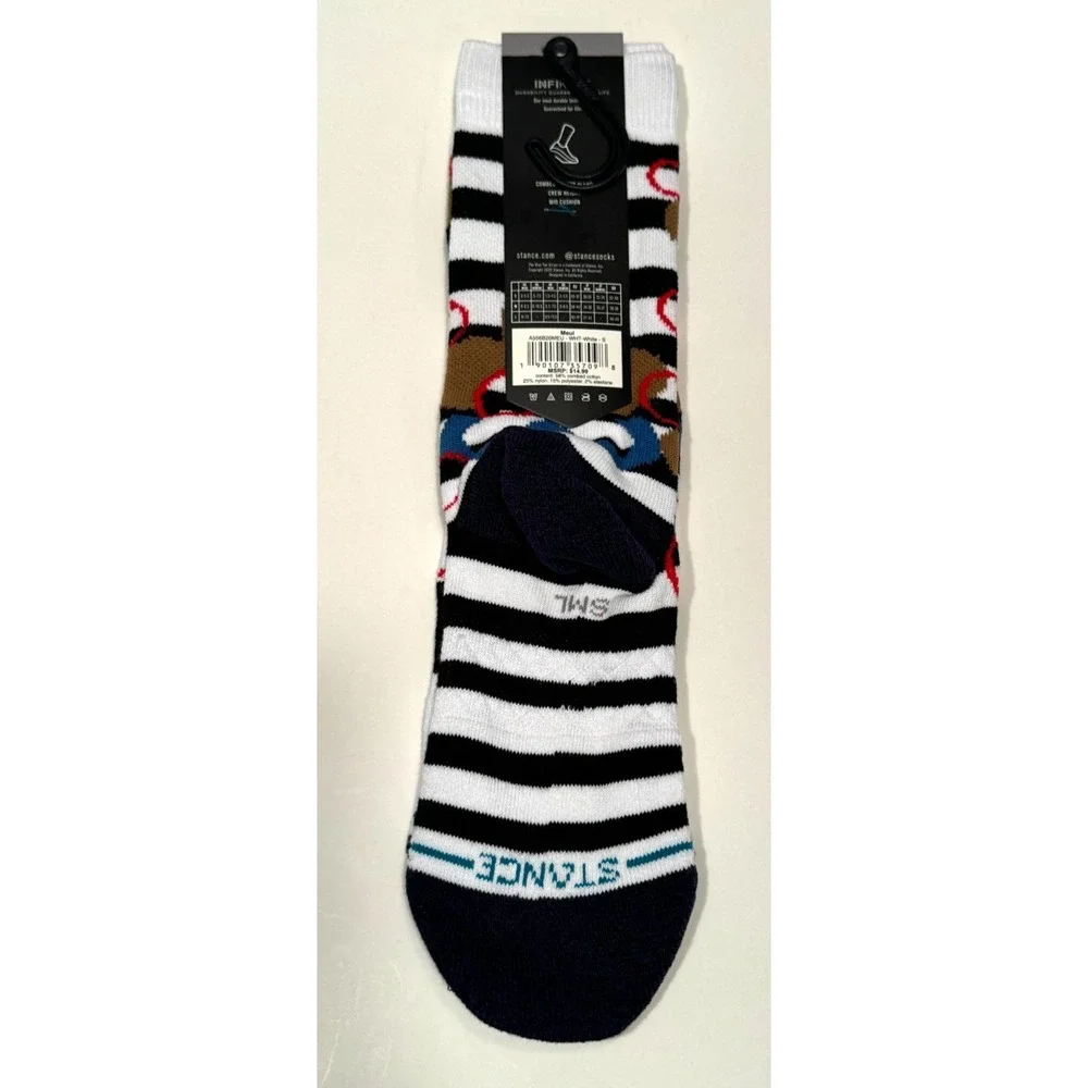 NEW Stance Casual Crew Socks Maui Flowers Men's Size Small 3-5.5 Women's 5-7.5